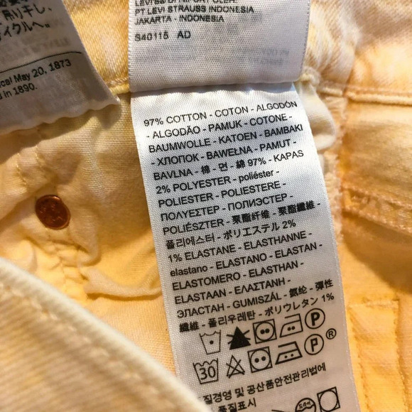 Levi's 501 High Waist Colorful Yellow Casual Denim Raw Hem Straight Leg Jeans 25 - Picture 9 of 10